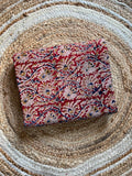 Red floral vine Handblock Kalamkari Print Fabric - Neela Ghar