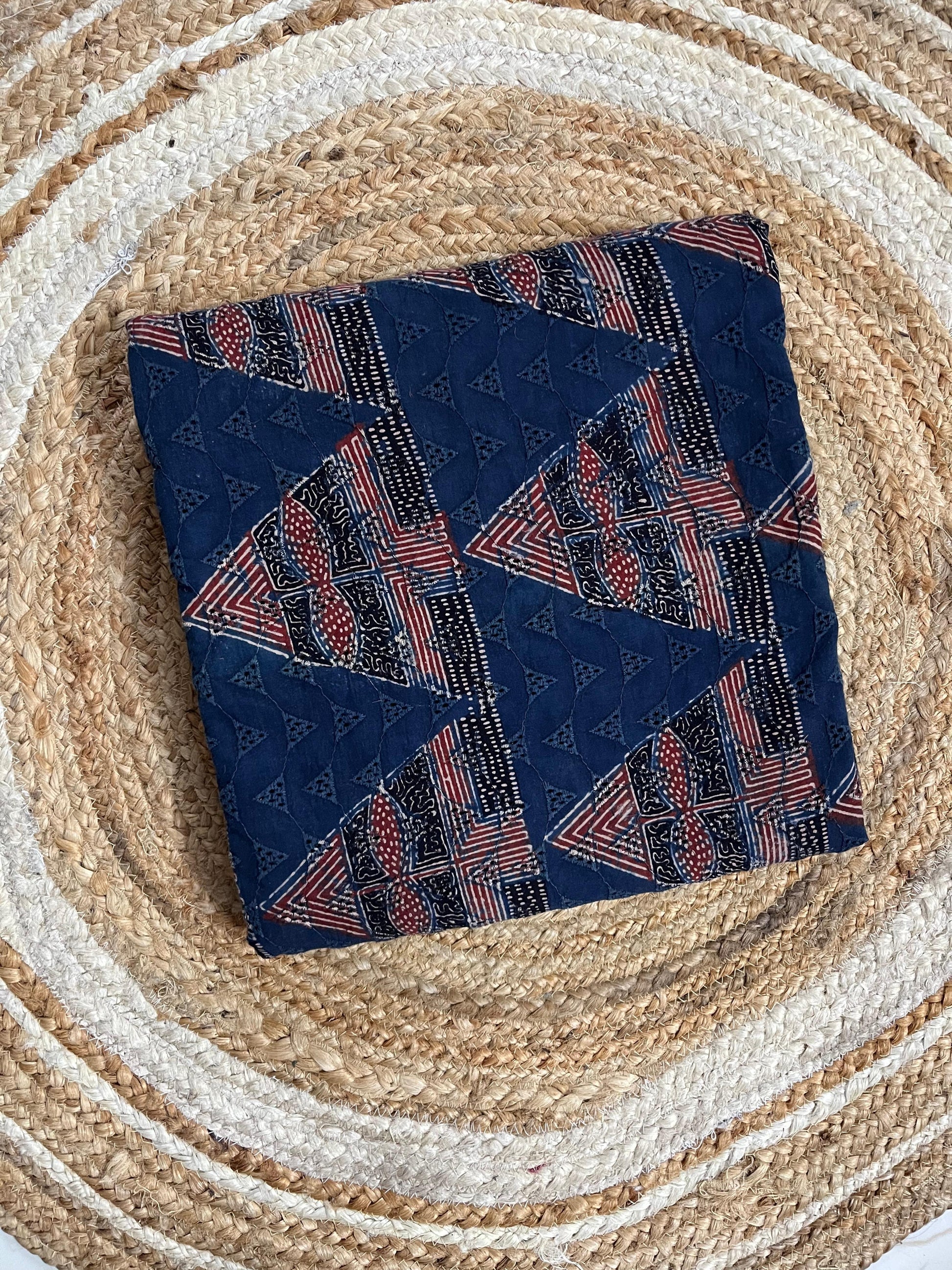 indigo pyramid Cotton Hakoba Ajrakh Print