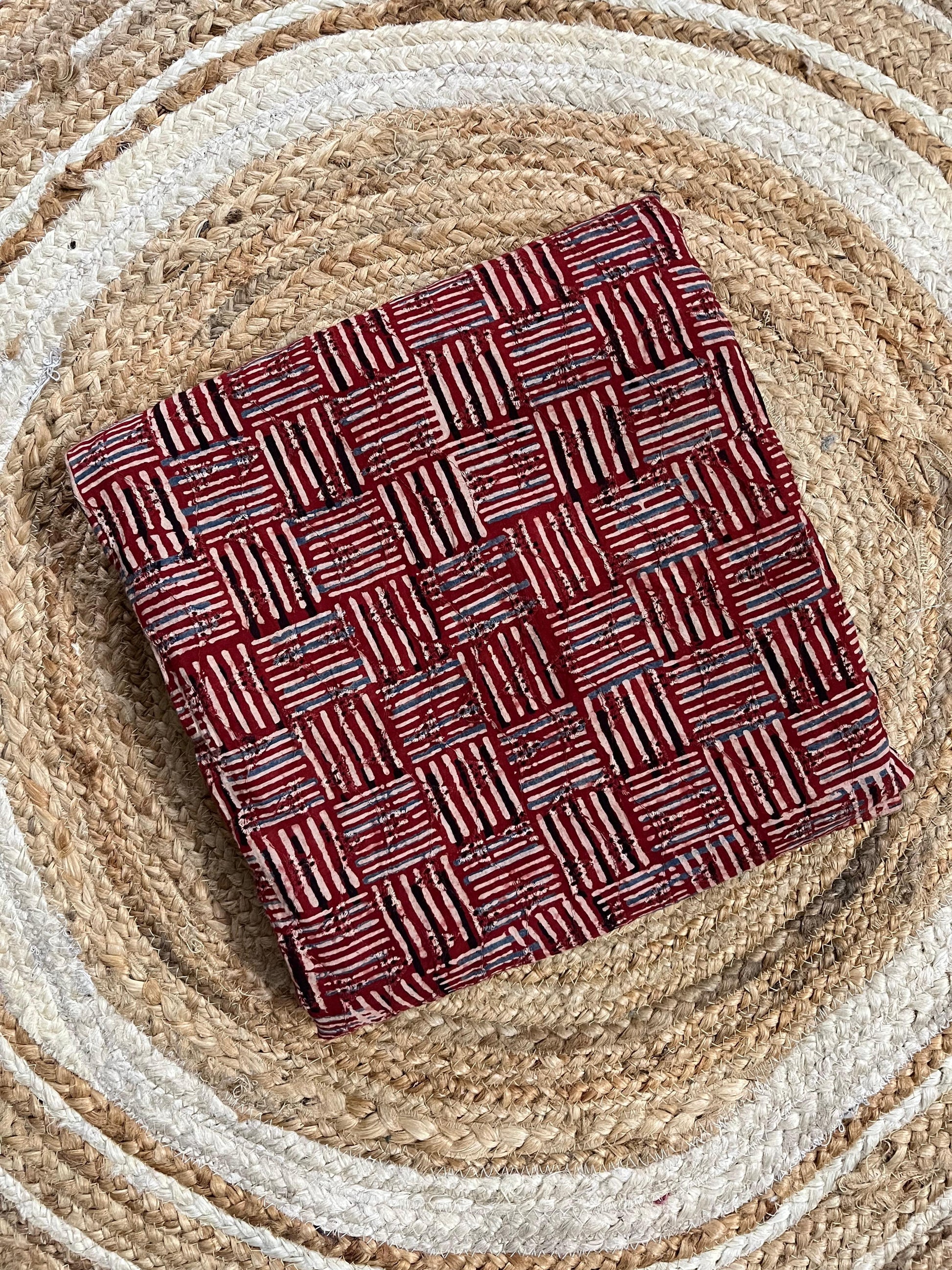 Rust red abstract Cotton Hakoba Ajrakh Print