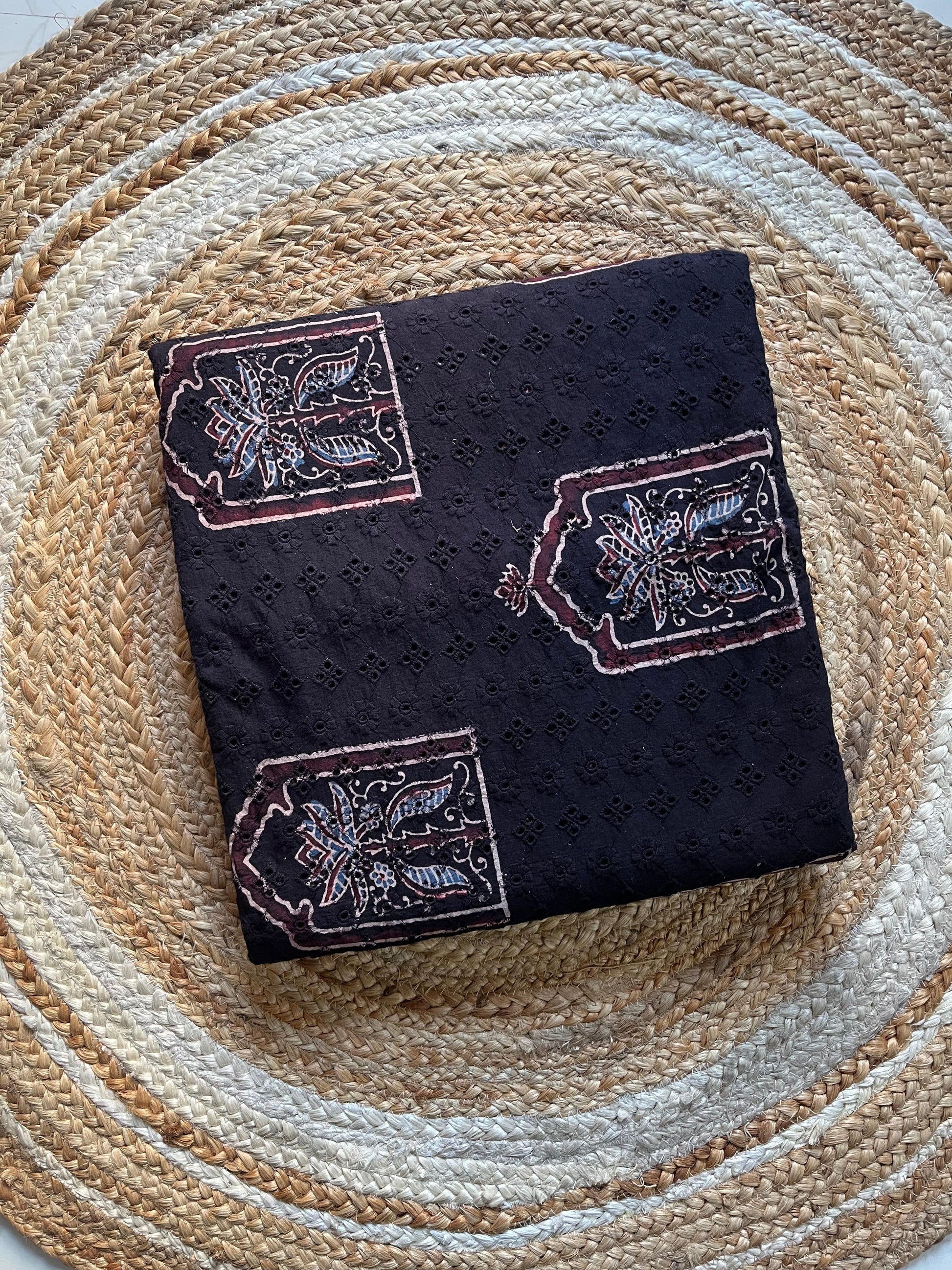 Neela Ghar signature black Cotton Hakoba Ajrakh Print
