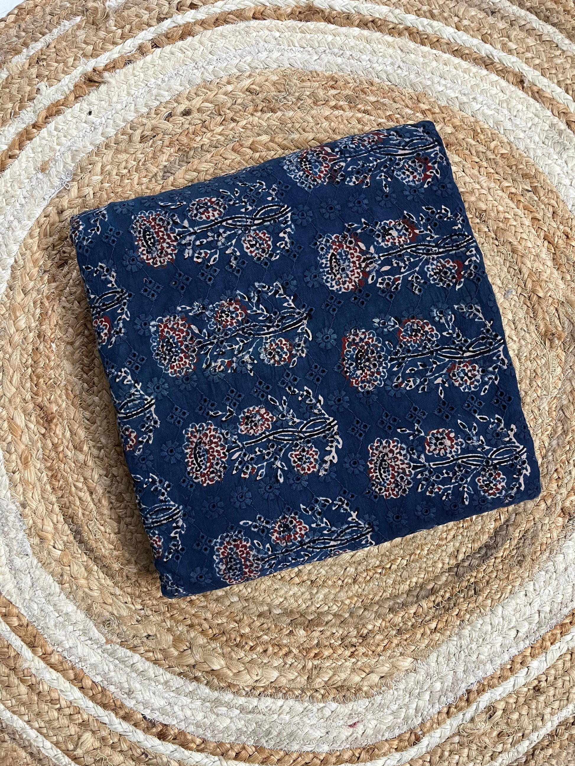Indigo blossom flower Cotton Hakoba Ajrakh Print