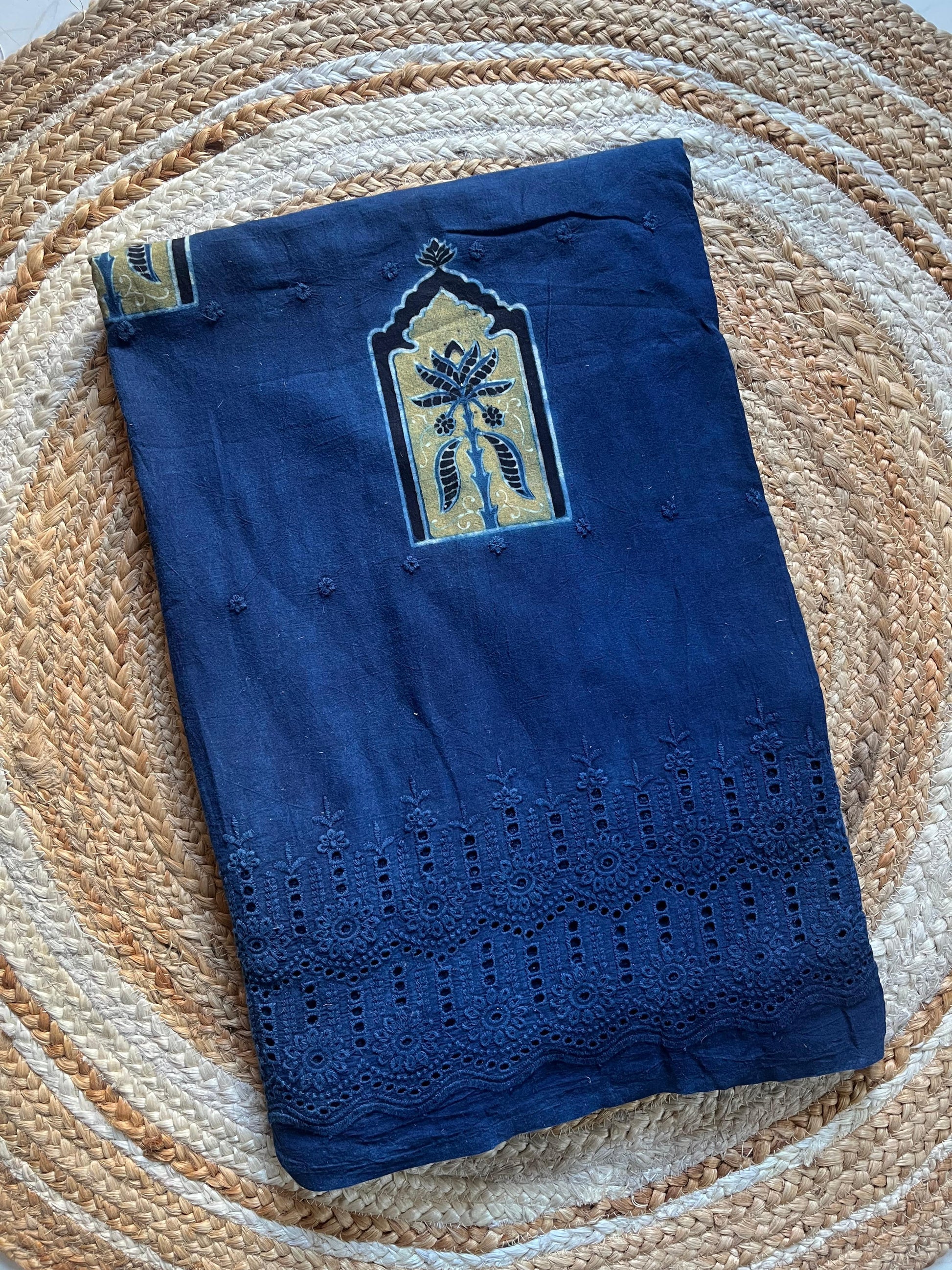 Indigo Bottom Cotton Hakoba Ajrakh Print