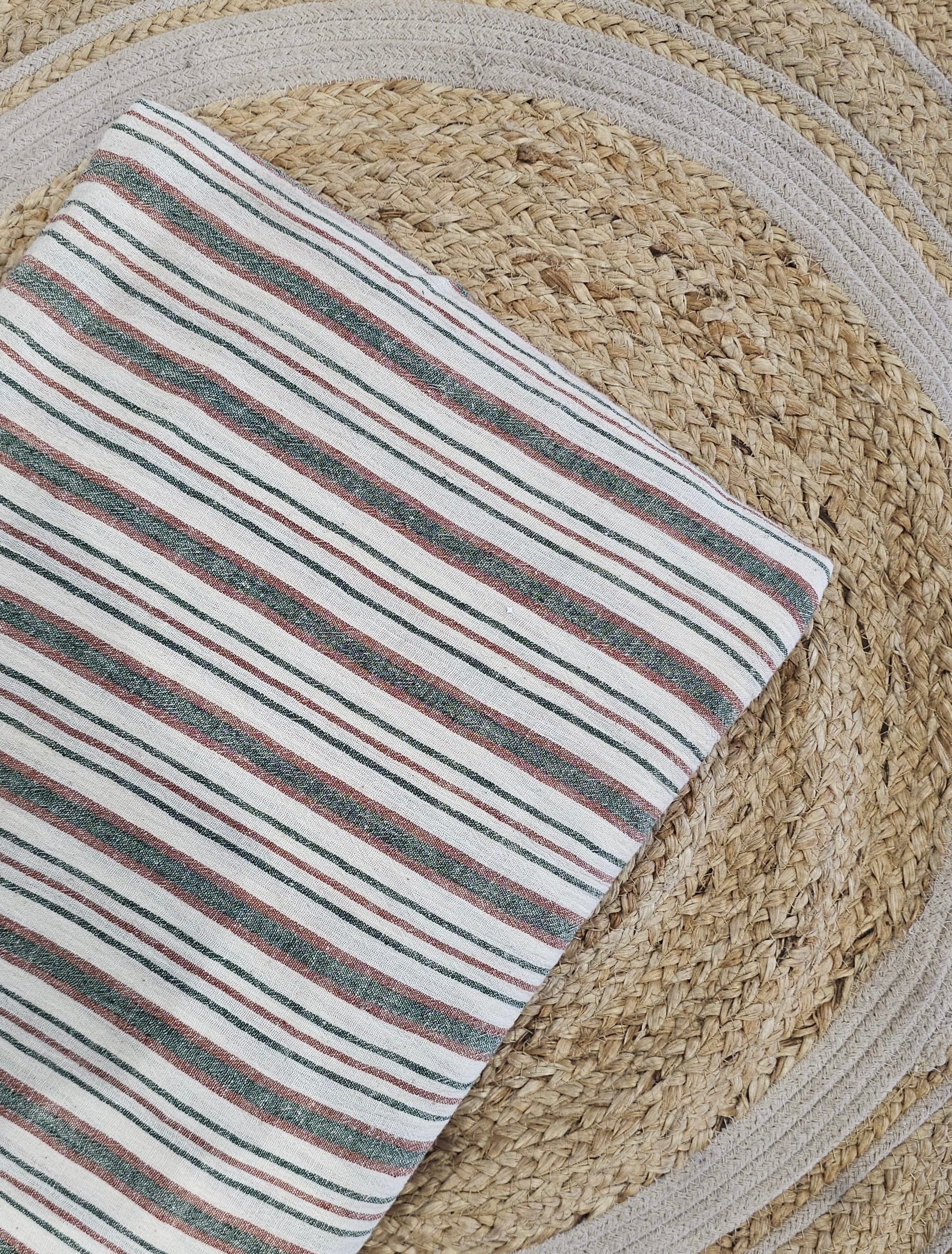 Grey Mix Stripes Handwoven Kala Cotton Fabric