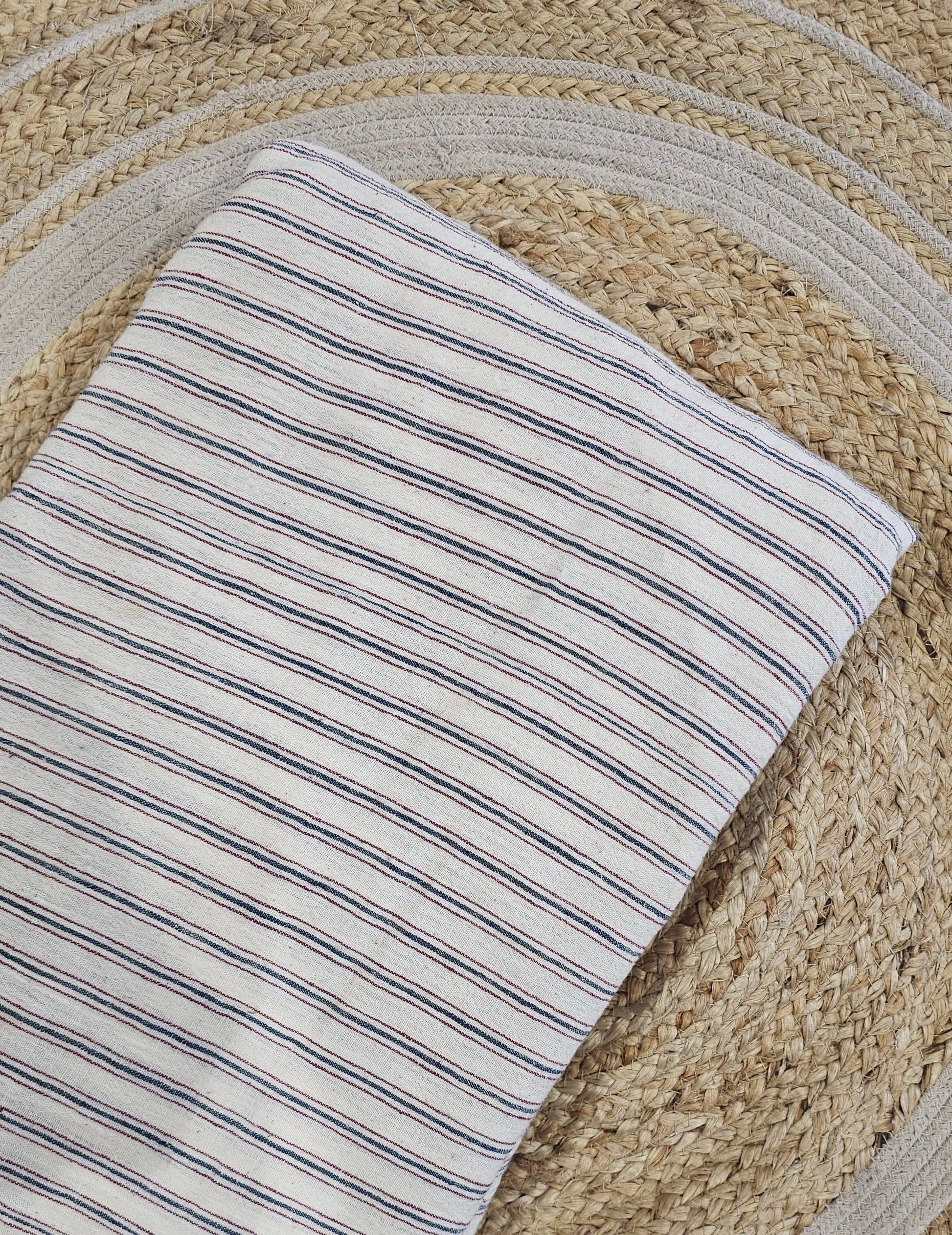 White Stripes Handwoven Kala Cotton Fabric