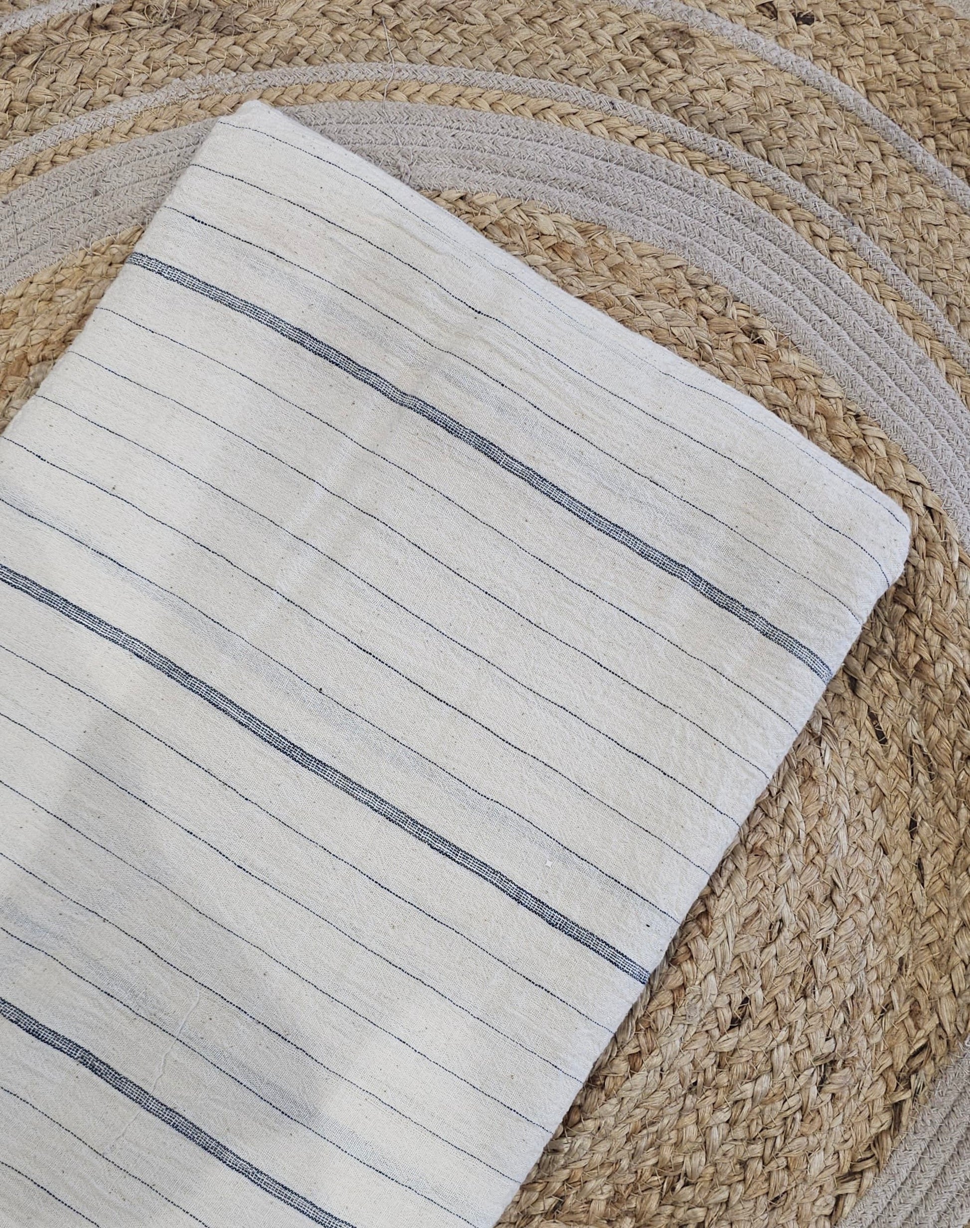 Uneven Stripes Handwoven Kala Cotton Fabric