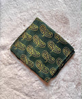Green Paisley Ajrakh Handblock Print Modalsilk Fabric - Neela Ghar
