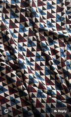Pyramid Abstract Ajrakh Handblock Print Modalsilk Fabric - Neela Ghar