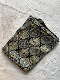 Black/Green Signature Ajrakh Handblock Print Modalsilk Fabric - Neela Ghar