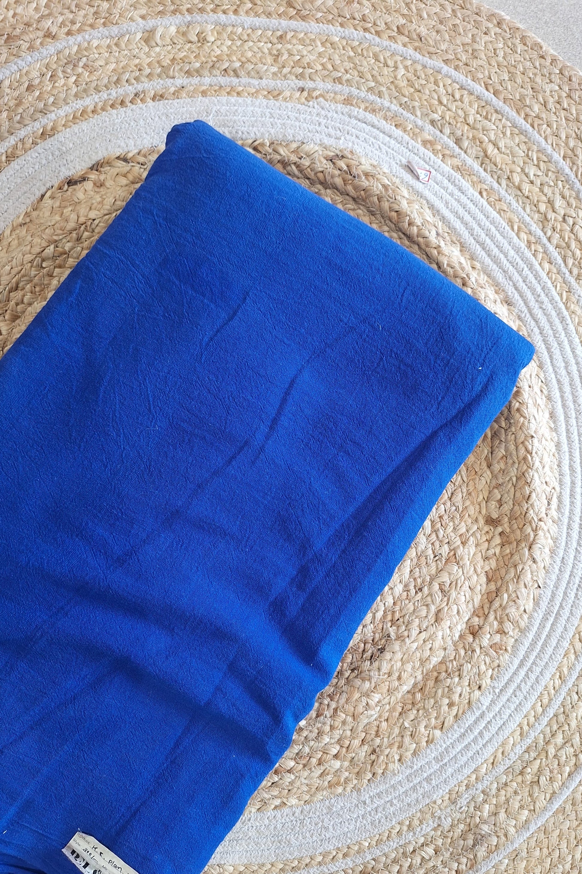 Blue Solid Color Handwoven Kala Cotton Textile Fabric