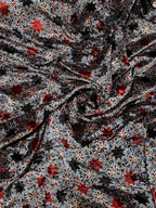 Black Red Star Velvet Natural Dyed Hand Block Print Ajrakh Fabric