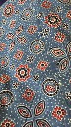 Indigo classic Ajrakh Handblock Print Modalsilk Fabric - Neela Ghar