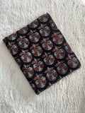 Black Lotus Block Print Natural Dyed Cotton Ajrakh Fabric - Neela Ghar