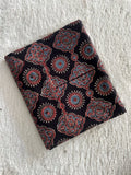 Black Mandala Block Print Natural Dyed Cotton Ajrakh Fabric - Neela Ghar