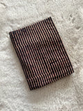 Black Stripes Block Print Natural Dyed Cotton Ajrakh Fabric - Neela Ghar