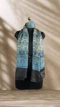 Blue Canopy Hand Block Printed Natural Dyed Modal Silk Stole - Neela Ghar