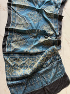 Blue Canopy Hand Block Printed Natural Dyed Modal Silk Stole - Neela Ghar