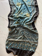 Blue Star Ajrakh Hand Block Printed Natural Dyed Modal Silk Stole - Neela Ghar