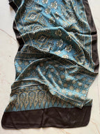 Blue Starfish Ajrakh Hand Block Printed Natural Dyed Modal Silk Stole - Neela Ghar