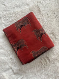 Brick Red Cow Hand Block Print Natural Dyed Cotton Ajrakh Fabric - Neela Ghar