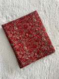 Brick Red Vines Block Print Natural Dyed Cotton Ajrakh Fabric - Neela Ghar