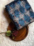 Indigo Jalli Velvet Natural Dyed Hand Block Print Ajrakh Fabric