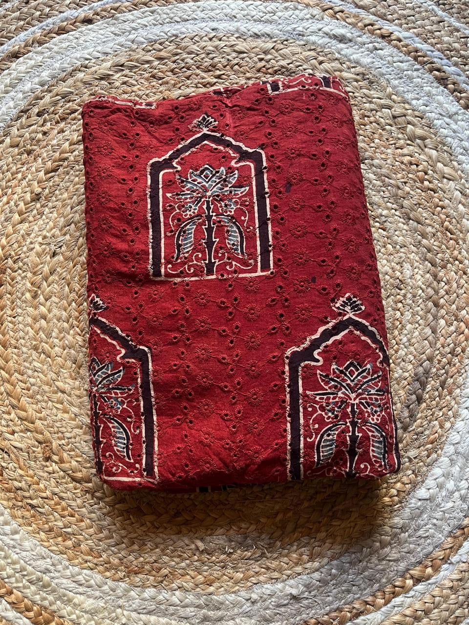 Neela Ghar signature red Cotton Hakoba Ajrakh Print