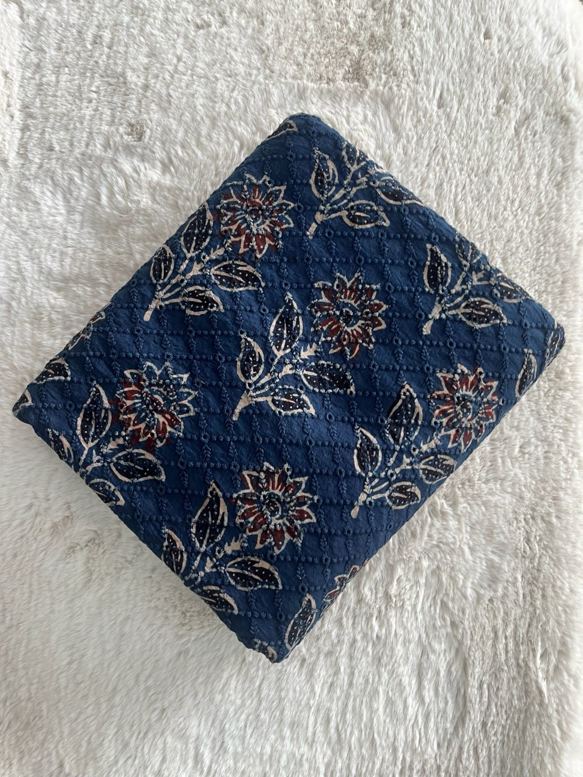 Neela Ghar Indigo Sunflower Cotton Hakoba Ajrakh Print