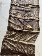 Chickoo Ajrakh Hand Block Printed Natural Dyed Modal Silk Stole - Neela Ghar