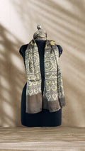 Chickoo Ajrakh Hand Block Printed Natural Dyed Modal Silk Stole - Neela Ghar