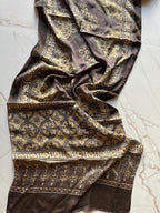 Chickoo Canopy Hand Block Printed Natural Dyed Modal Silk Stole - Neela Ghar