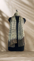 Chickoo Starfish Ajrakh Hand Block Printed Natural Dyed Modal Silk Stole - Neela Ghar
