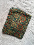 Green Signature Ajrakh Handblock Print Modalsilk Fabric - Neela Ghar