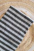 Black/Grey Stripes Handwoven Kala Cotton Textile Fabric - Neela Ghar