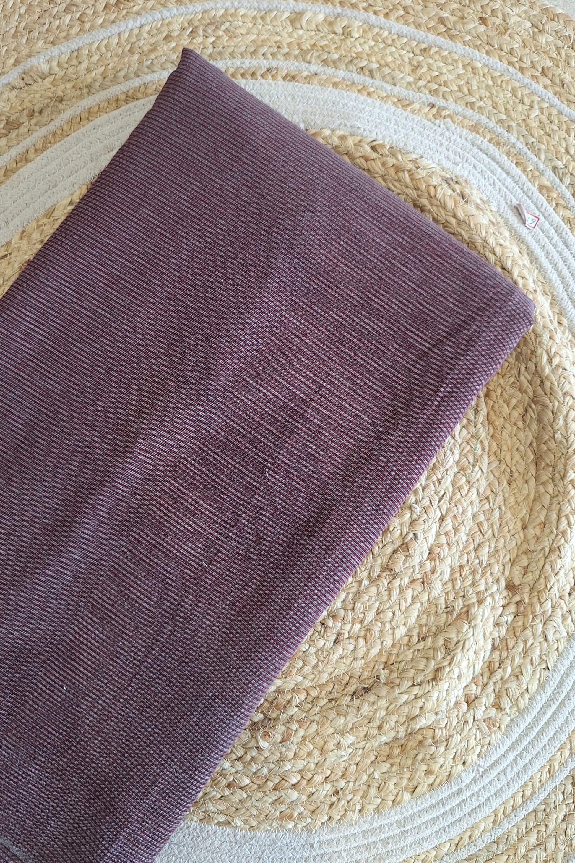 Brown/Maroon Microstripes Handwoven Kala Cotton Textile Fabric