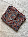 Brown Traditional Ajrakh Handblock Print Modalsilk Fabric - Neela Ghar