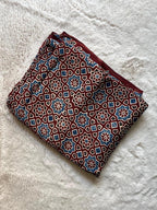 Brown Traditional Ajrakh Handblock Print Modalsilk Fabric - Neela Ghar