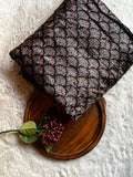 Black scallop Dyed Hand Block Print Ajrakh Fabric