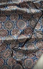Indigo signature Ajrakh Handblock Print Modalsilk Fabric - Neela Ghar