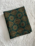 Green Mandala Block Print Natural Dyed Cotton Ajrakh Fabric - Neela Ghar
