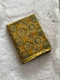 Mustard Yellow Signature Block Print Natural Dyed Cotton Ajrakh Fabric - Neela Ghar