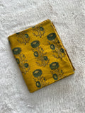 Mustard Yellow Sunflower Hand Block Print Natural Dyed Cotton Ajrakh Fabric - Neela Ghar