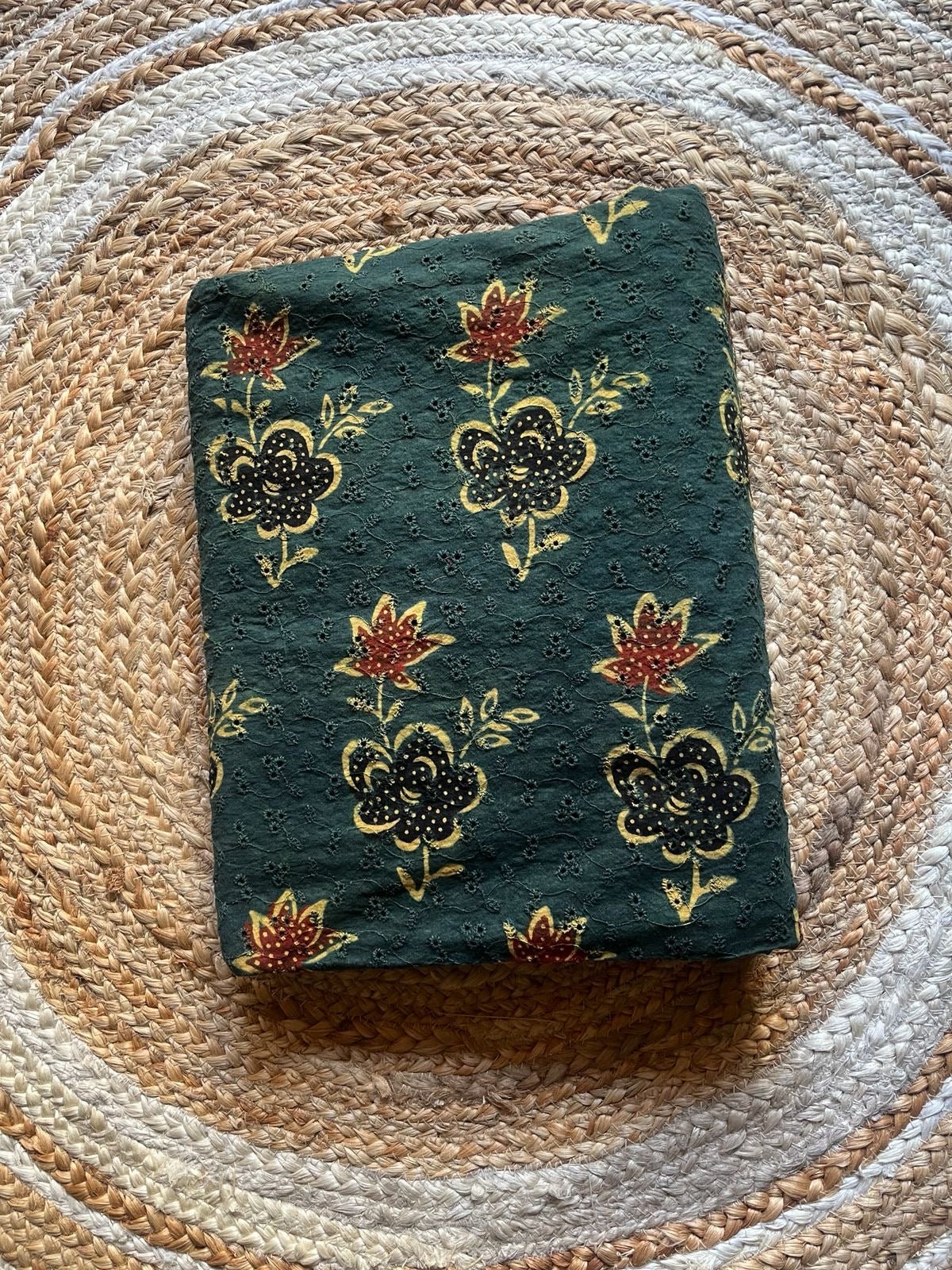 Neela Ghar Green Flower Cotton Hakoba Ajrakh Print - Neela Ghar