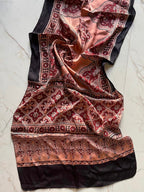 Peach Canopy Ajrakh Hand Block Printed Natural Dyed Modal Silk Stole - Neela Ghar