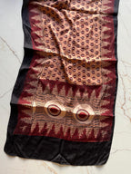 Peach Evileye Ajrakh Hand Block Printed Natural Dyed Modal Silk Stole - Neela Ghar