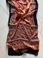 Peach Star Ajrakh Hand Block Printed Natural Dyed Modal Silk Stole - Neela Ghar