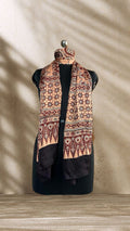 Peach Starfish Hand Block Printed Natural Dyed Modal Silk Stole - Neela Ghar