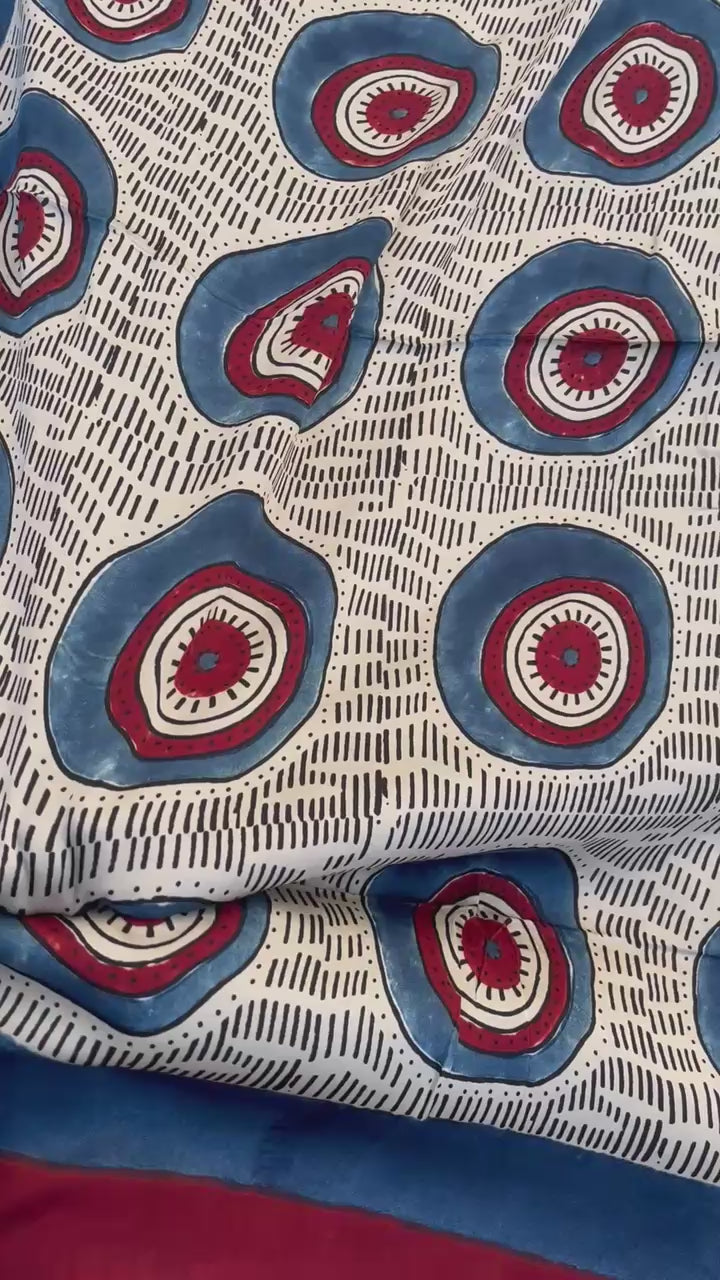 Classic White Evil Eye Ajrakh Handblock Kaftan