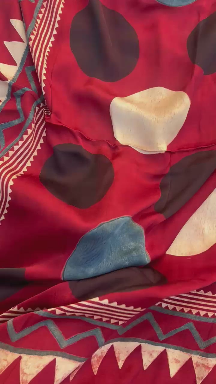 Mud Red Ajrakh Handblock Multi Circle Kaftan