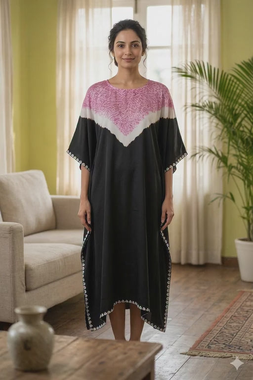 Shibori ombre silk kaftan dress