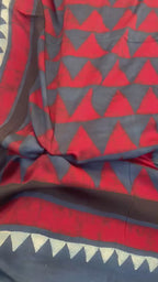 Indigo Red Pyramids Ajrakh Handblock Kaftan
